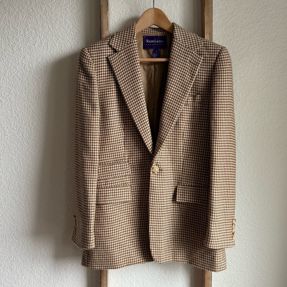 Ralph Lauren Purple Label Women’s Houndstooth Single Breast Vintage Blazer sz: 4